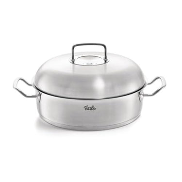 Fissler Original-Profi Collection / Stainless steel roaster (4.8 - Ø 28 cm) round casserole dish with metal lid - induction, silver on sale